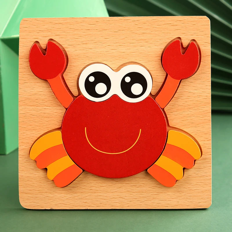 3D Wooden Puzzle Cartoon Animal & Traffic Learning Toy