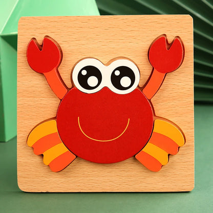 3D Wooden Puzzle Cartoon Animal & Traffic Learning Toy