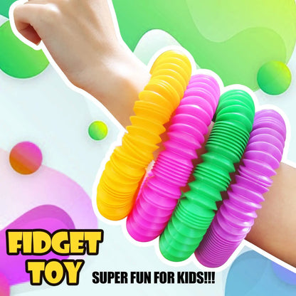 Mini Pop Tube Fidget Toy 4 Pack Sensory Stretch Tubes