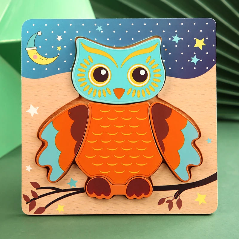 3D Wooden Puzzle Cartoon Animal & Traffic Learning Toy