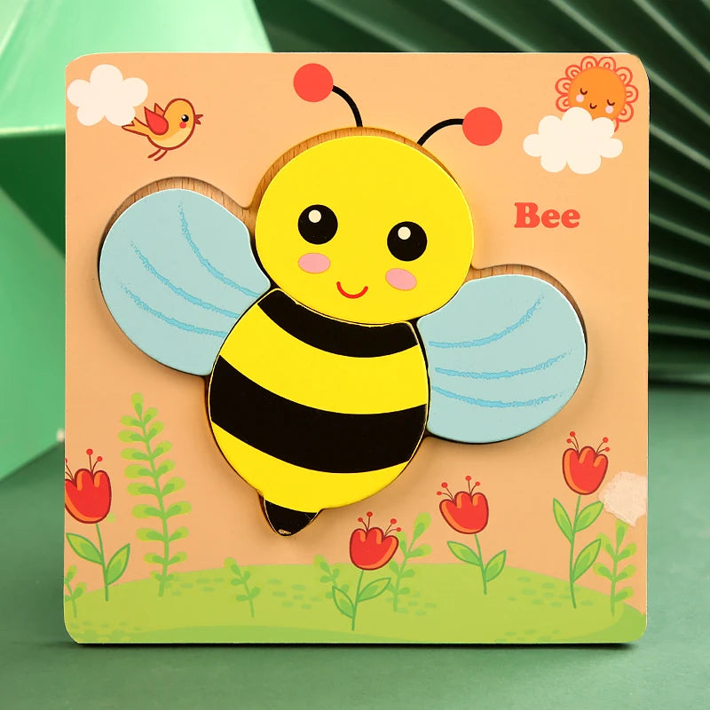 3D Wooden Puzzle Cartoon Animal & Traffic Learning Toy