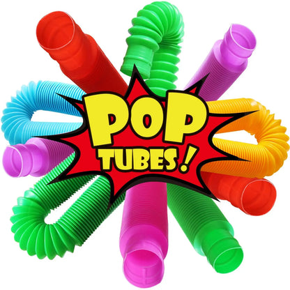 Mini Pop Tube Fidget Toy 4 Pack Sensory Stretch Tubes