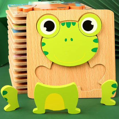 Wooden Animal Puzzle 3D Montessori Educational Toy