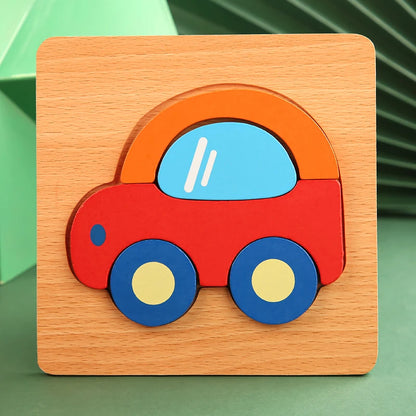 3D Wooden Puzzle Cartoon Animal & Traffic Learning Toy