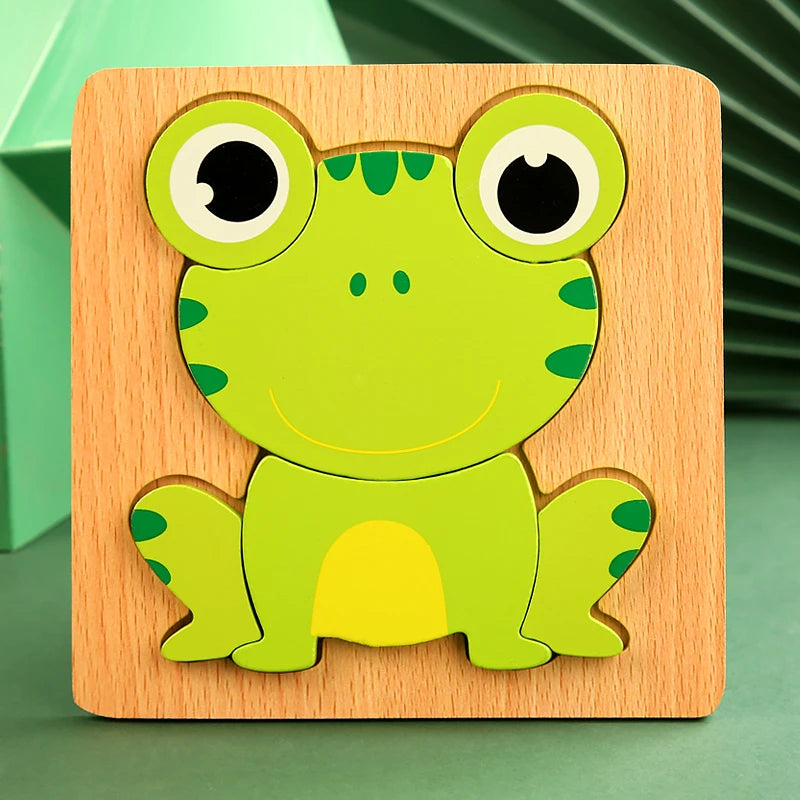 3D Wooden Puzzle Cartoon Animal & Traffic Learning Toy
