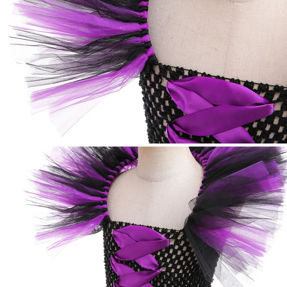 Maleficent Costume Dress for Girls Halloween Princess Gown