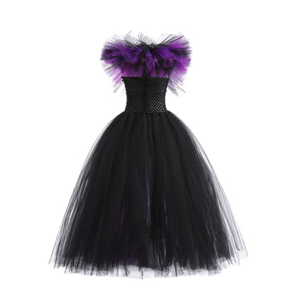 Maleficent Costume Dress for Girls Halloween Princess Gown
