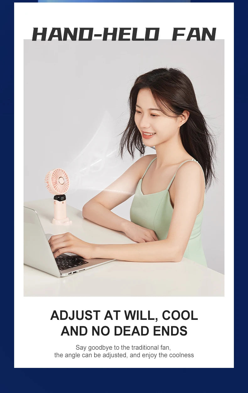 USB Handheld Mini Fan Rechargeable Foldable Neck Fan