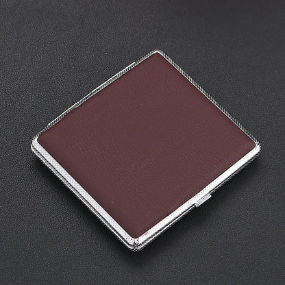 Leather Cigarette Case with Metal Frame for 20 Cigarettes