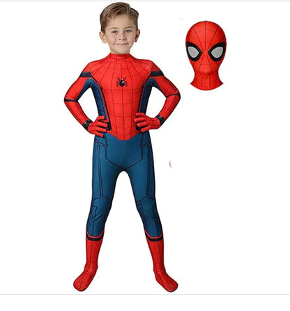 Kids Spider Superhero Costume with Mask Halloween Jumpsuit