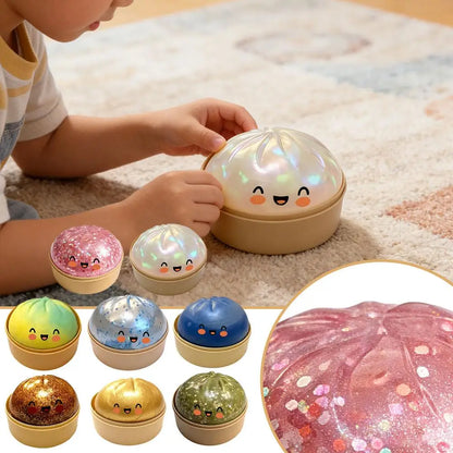Dumpling Squeeze Toy – Soft Squishy Fidget Toy with Steamer