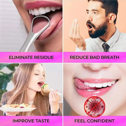 Stainless Steel Tongue Scraper Reusable Oral Hygiene Cleaner