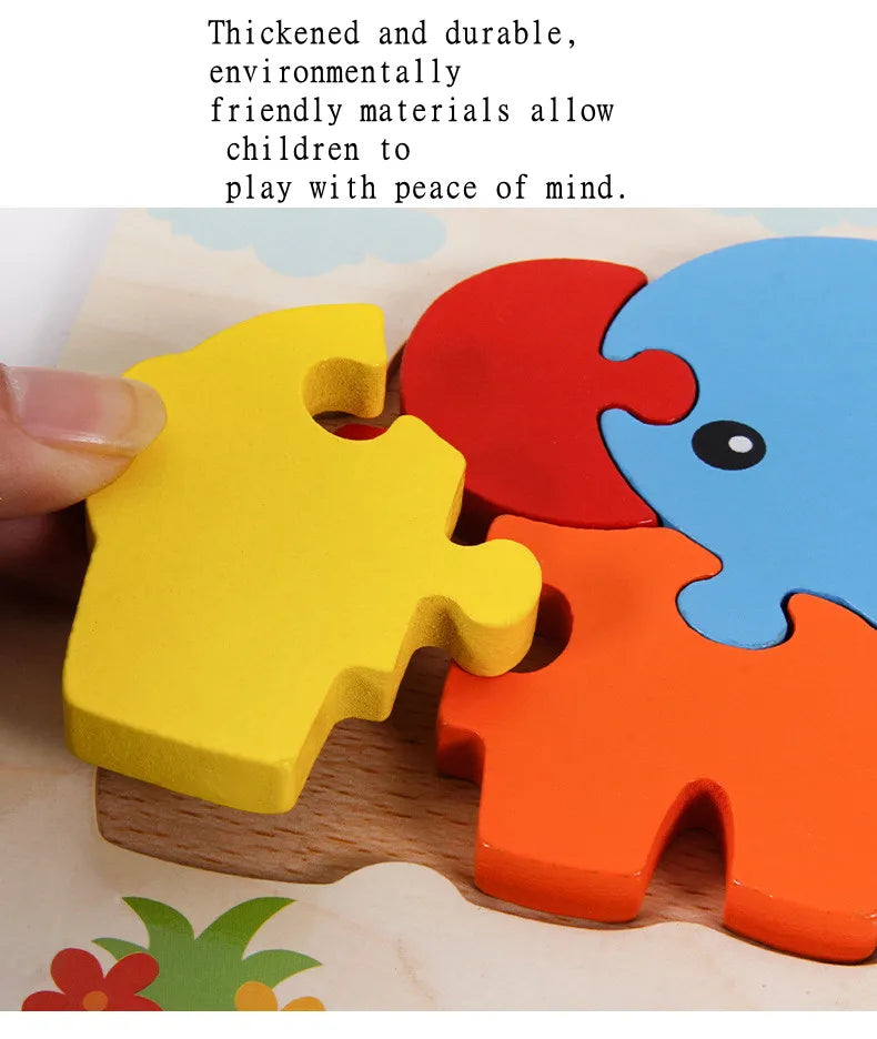 3D Wooden Puzzle Cartoon Animal & Traffic Learning Toy