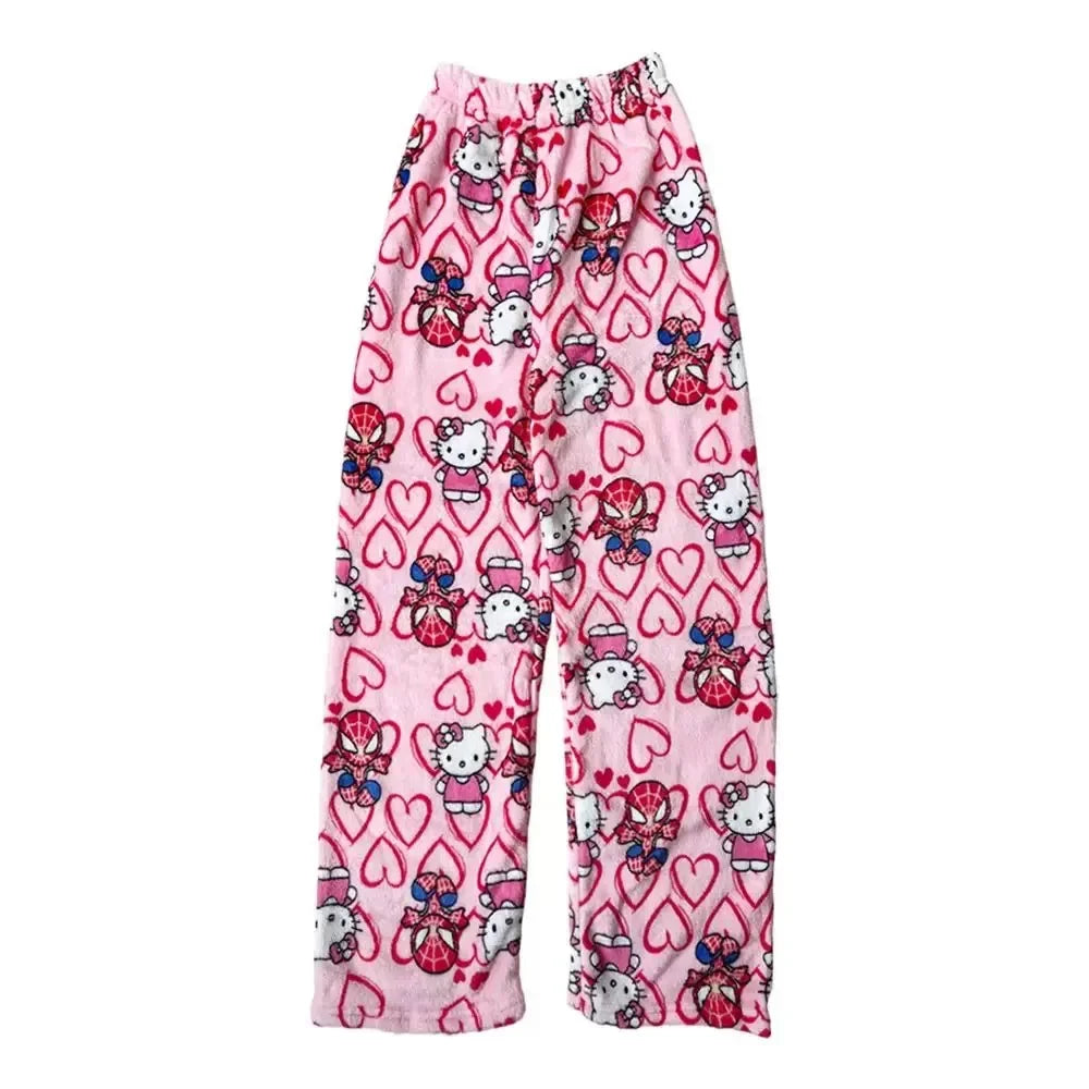 Anime Pajama Pants Y2K Flannel Cartoon Sleep Bottoms
