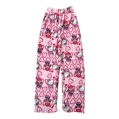 Anime Pajama Pants Y2K Flannel Cartoon Sleep Bottoms