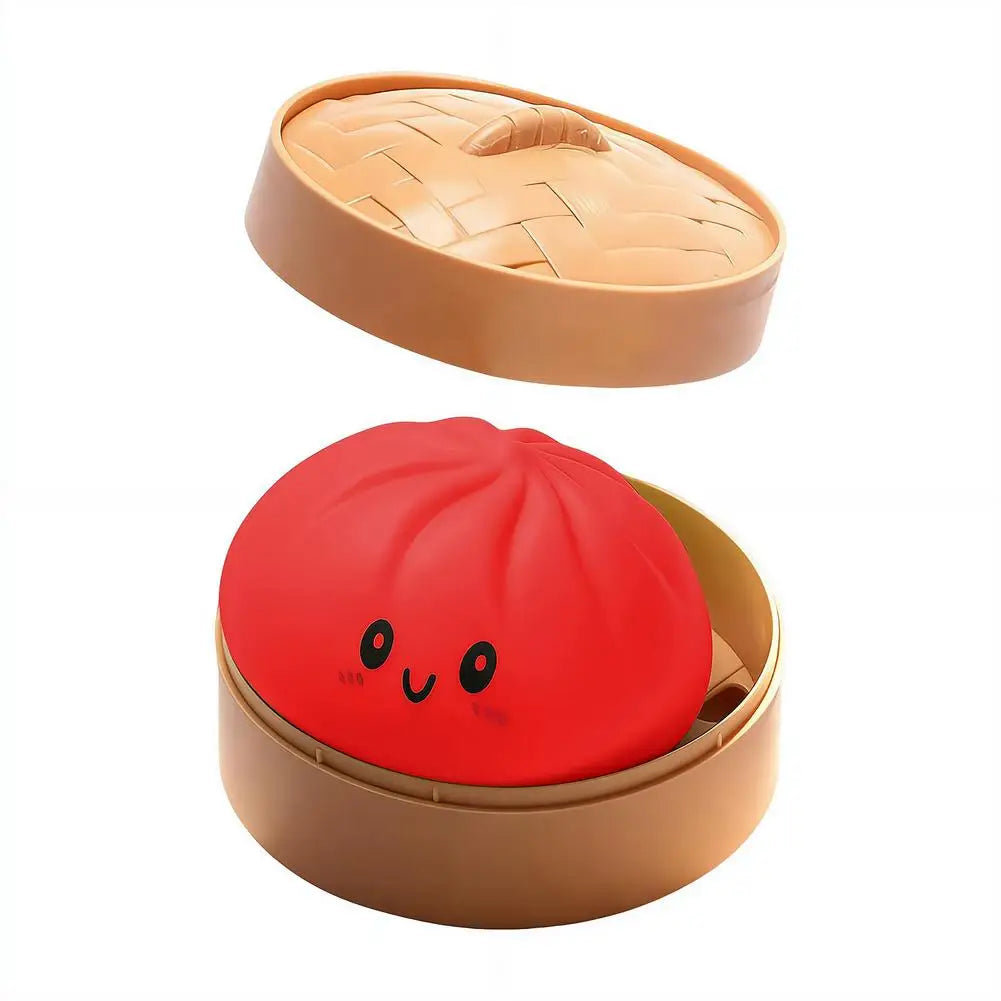 Dumpling Squeeze Toy – Soft Squishy Fidget Toy with Steamer