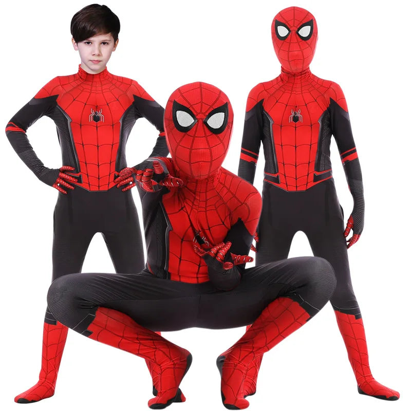 Kids Spider Superhero Costume with Mask Halloween Jumpsuit