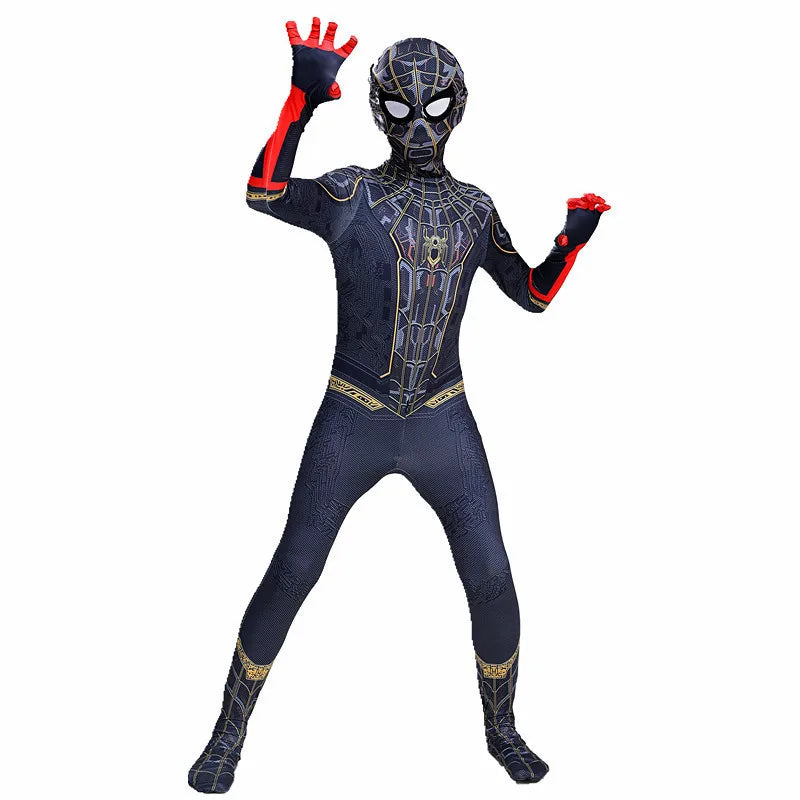 Kids Spider Superhero Costume with Mask Halloween Jumpsuit