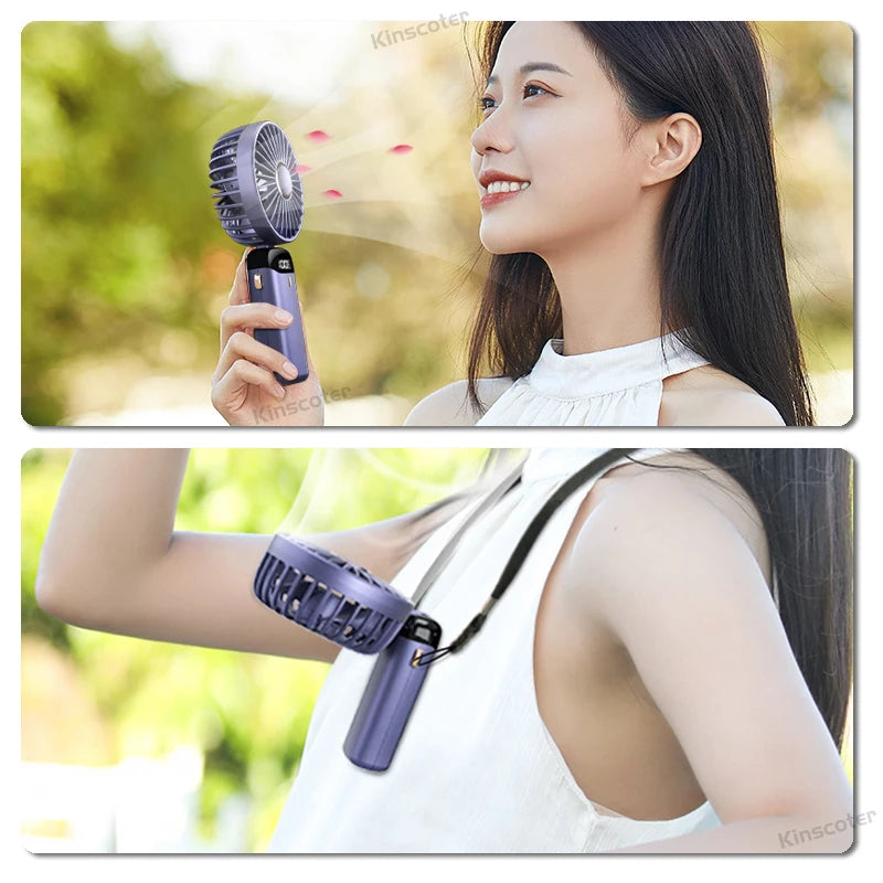 USB Handheld Mini Fan Rechargeable Foldable Neck Fan