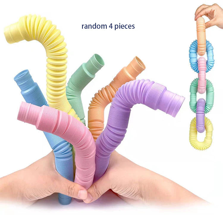 4 Pack Mini Pop Tube Fidget Toy – Stretch Sensory Tubes