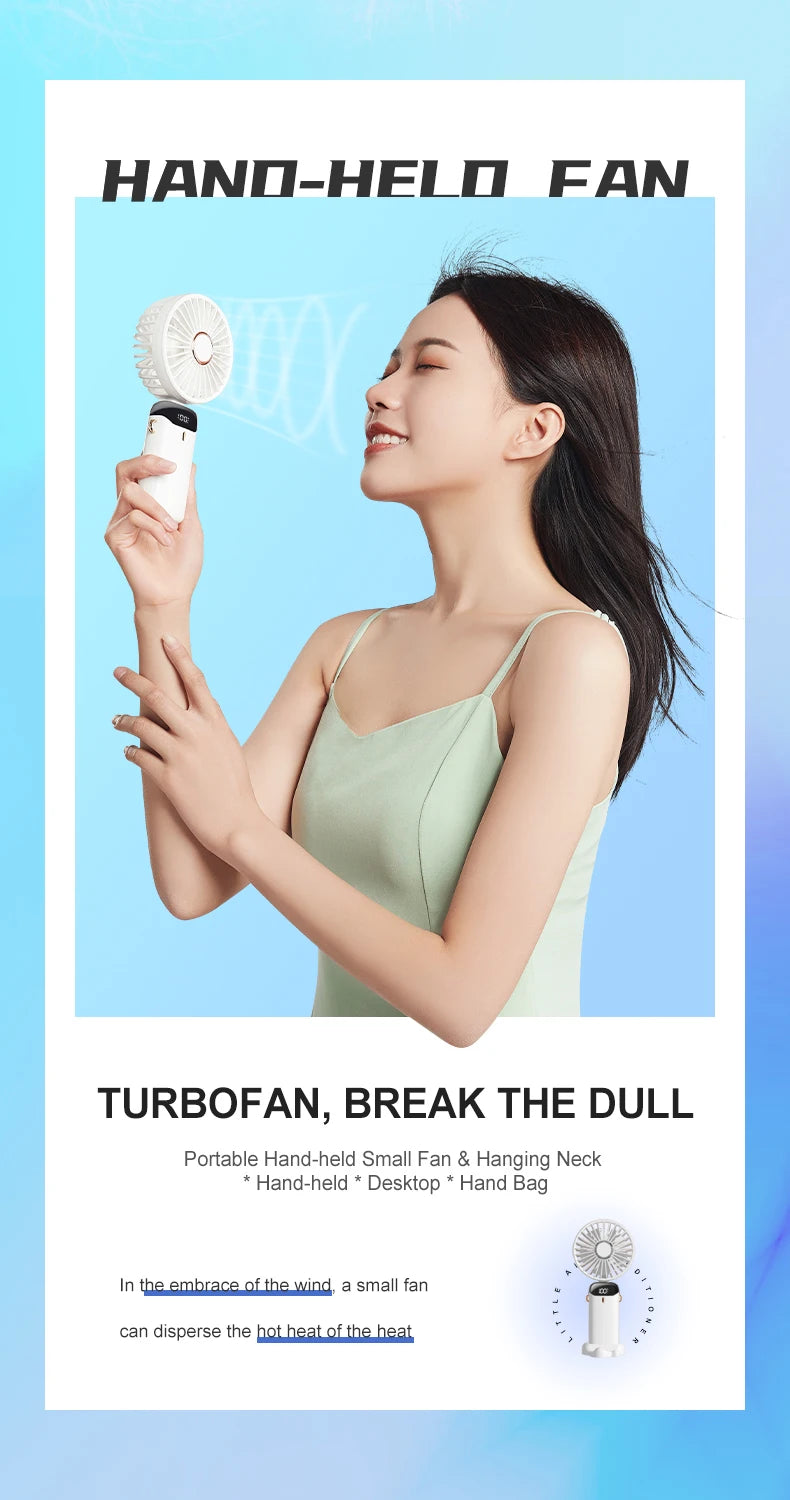 USB Handheld Mini Fan Rechargeable Foldable Neck Fan