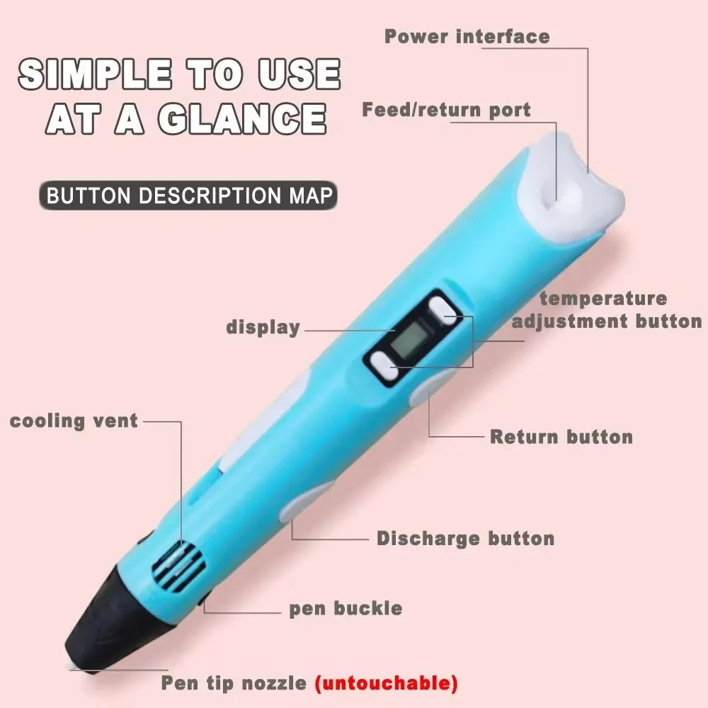 3D Printing Pen with PLA Filament for Creative Drawing