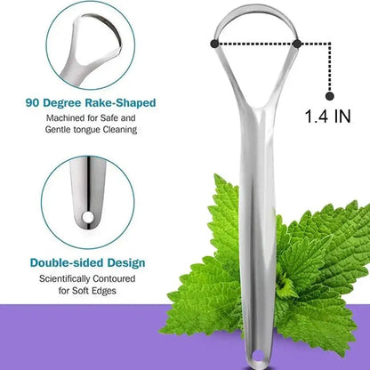 Stainless Steel Tongue Scraper Reusable Oral Hygiene Cleaner