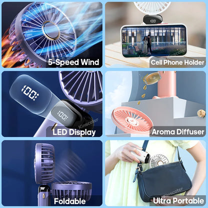 USB Handheld Mini Fan Rechargeable Foldable Neck Fan