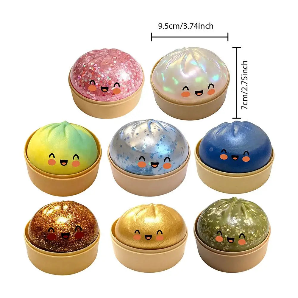 Dumpling Squeeze Toy – Soft Squishy Fidget Toy with Steamer