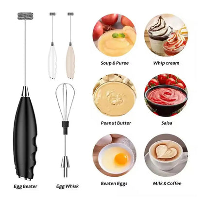 Electric Milk Frother Handheld Battery Powered Coffee Whisk