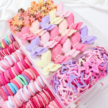Kids Hair Accessories Set Bow Clips Colorful Hair Bands