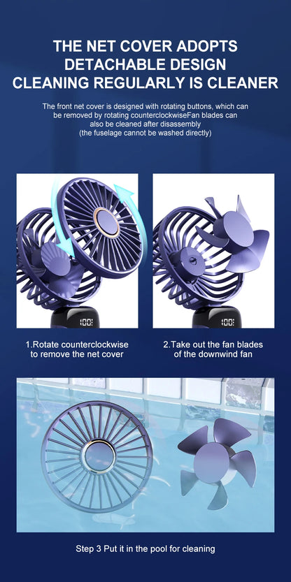 USB Handheld Mini Fan Rechargeable Foldable Neck Fan