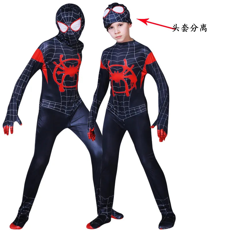 Kids Spider Superhero Costume with Mask Halloween Jumpsuit