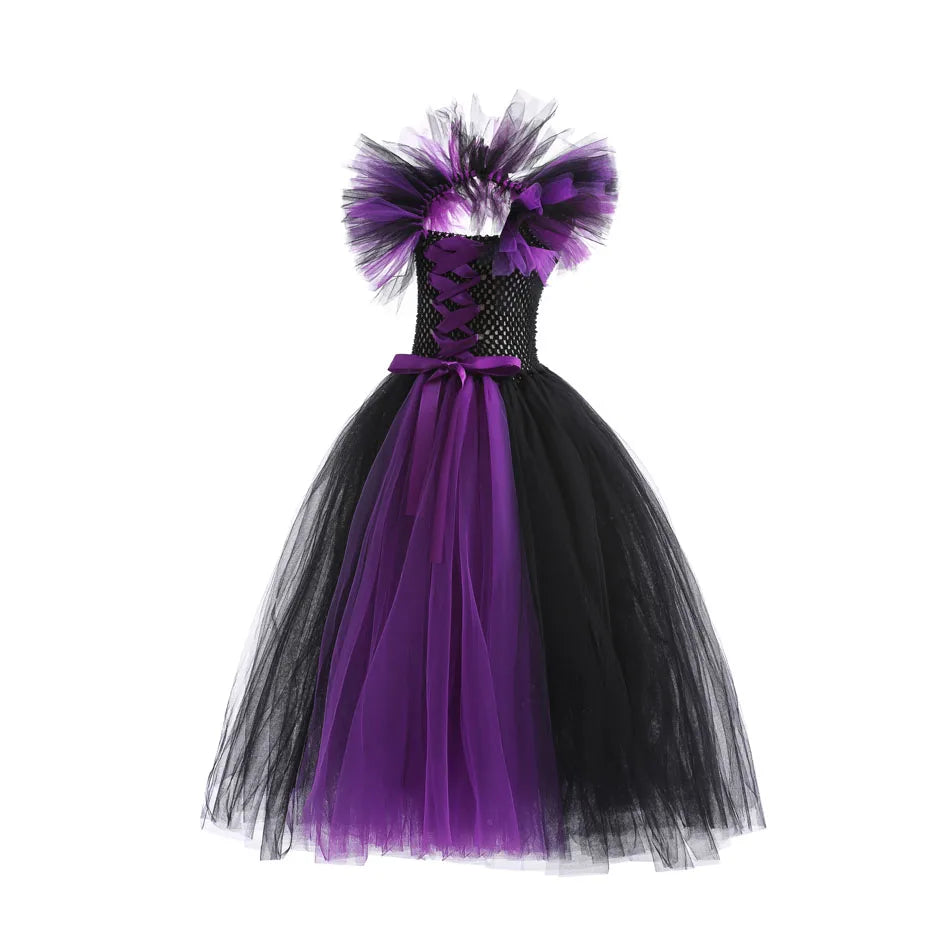 Maleficent Costume Dress for Girls Halloween Princess Gown