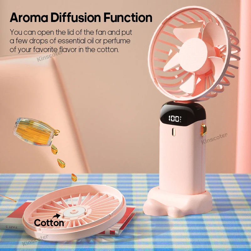 USB Handheld Mini Fan Rechargeable Foldable Neck Fan