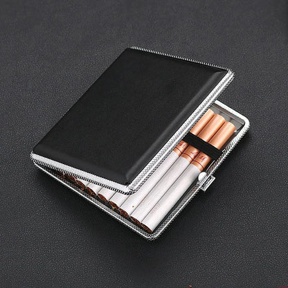 Leather Cigarette Case with Metal Frame for 20 Cigarettes
