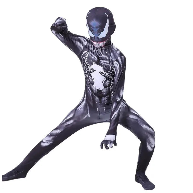 Kids Spider Superhero Costume with Mask Halloween Jumpsuit
