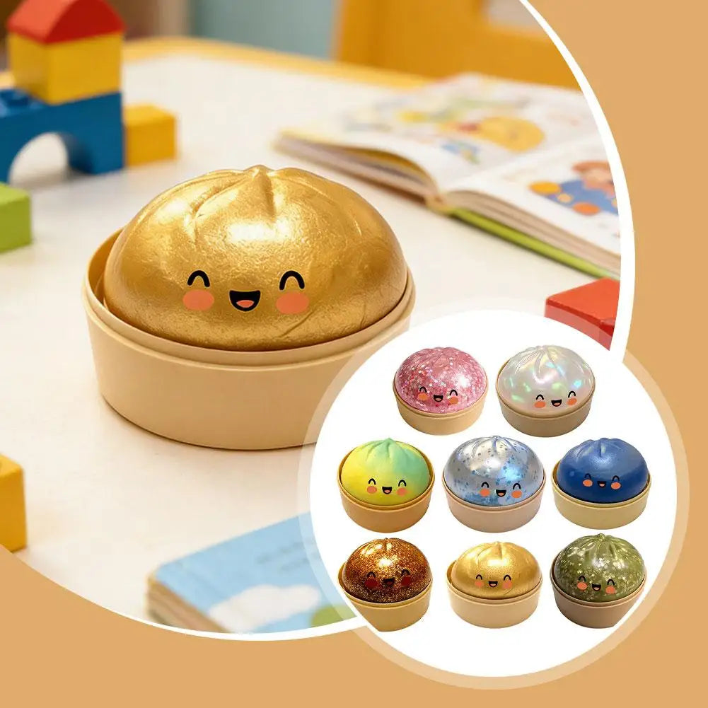 Dumpling Squeeze Toy – Soft Squishy Fidget Toy with Steamer