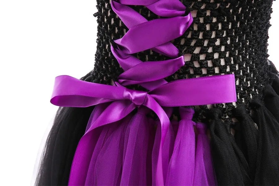 Maleficent Costume Dress for Girls Halloween Princess Gown