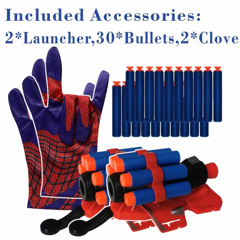 Spider Web Shooter Toy Glove Set with Foam Web Launcher