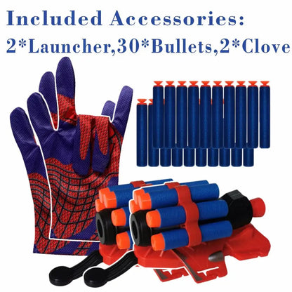 Spider Web Shooter Toy Glove Set with Foam Web Launcher