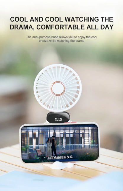 USB Handheld Mini Fan Rechargeable Foldable Neck Fan