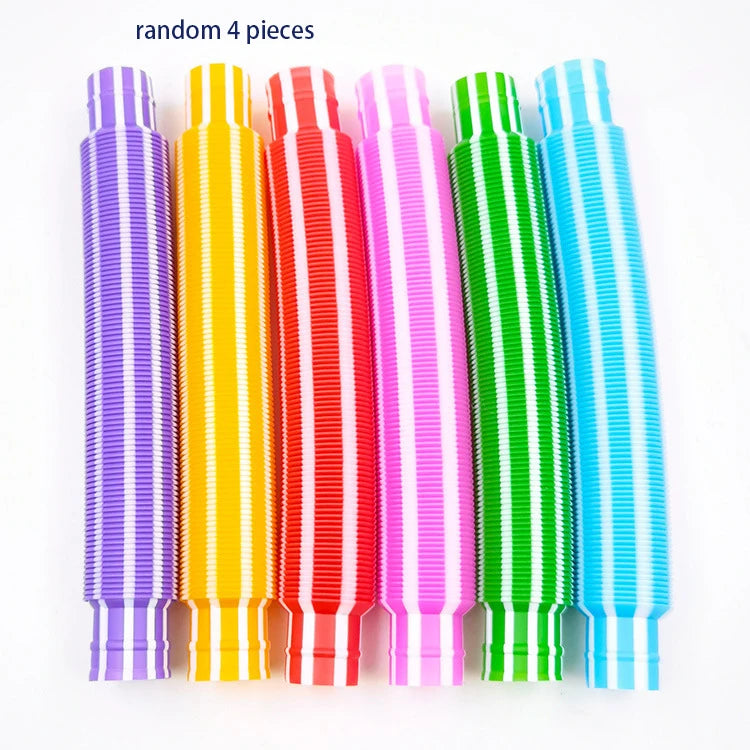 Mini Pop Tube Fidget Toy 4 Pack Sensory Stretch Tubes