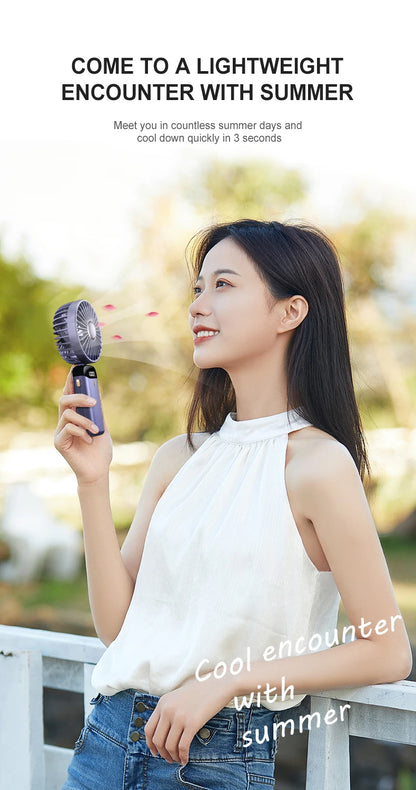 USB Handheld Mini Fan Rechargeable Foldable Neck Fan