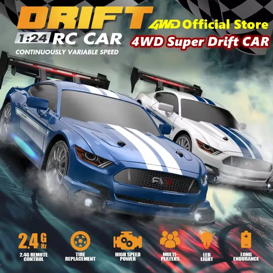1:24 4WD RC Drift Racing Car with LED Lights – High Speed Remote Control Car