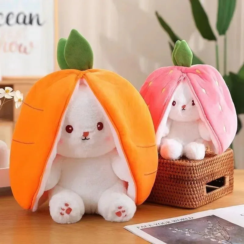 Rabbit Plush Toy – Strawberry Carrot Bunny Plush Doll 25cm