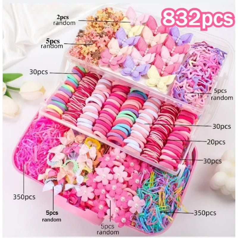 Kids Hair Accessories Set Bow Clips Colorful Hair Bands