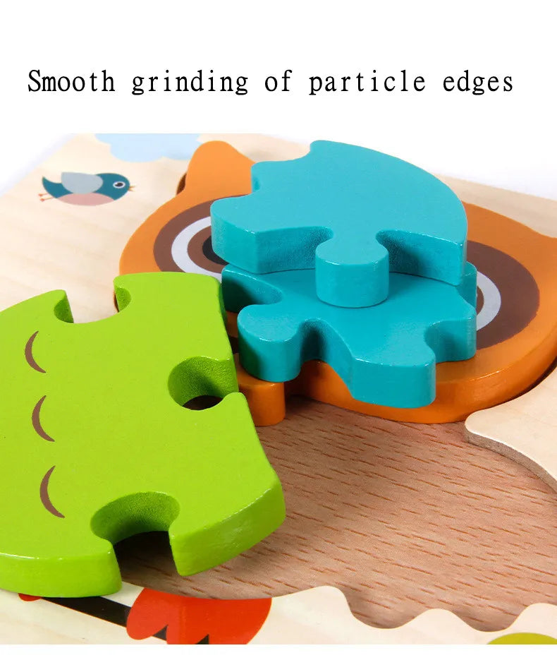 3D Wooden Puzzle Cartoon Animal & Traffic Learning Toy