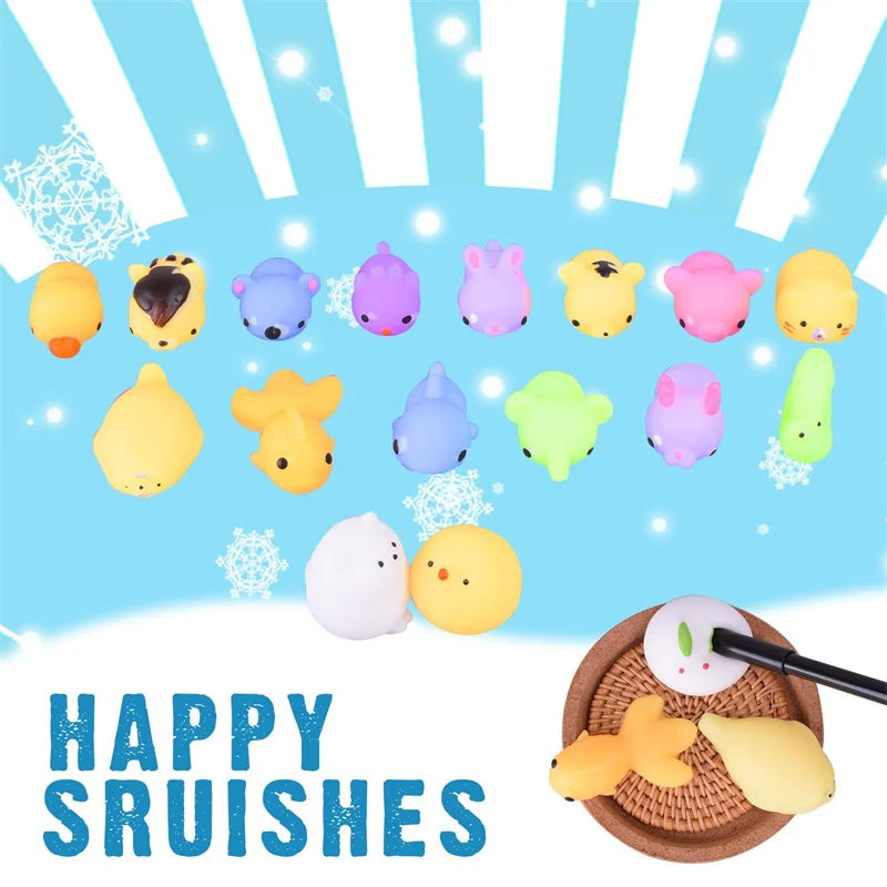 Kawaii Mochi Squishies Mini Animal Stress Relief Toys Set