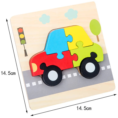 3D Wooden Puzzle Cartoon Animal & Traffic Learning Toy